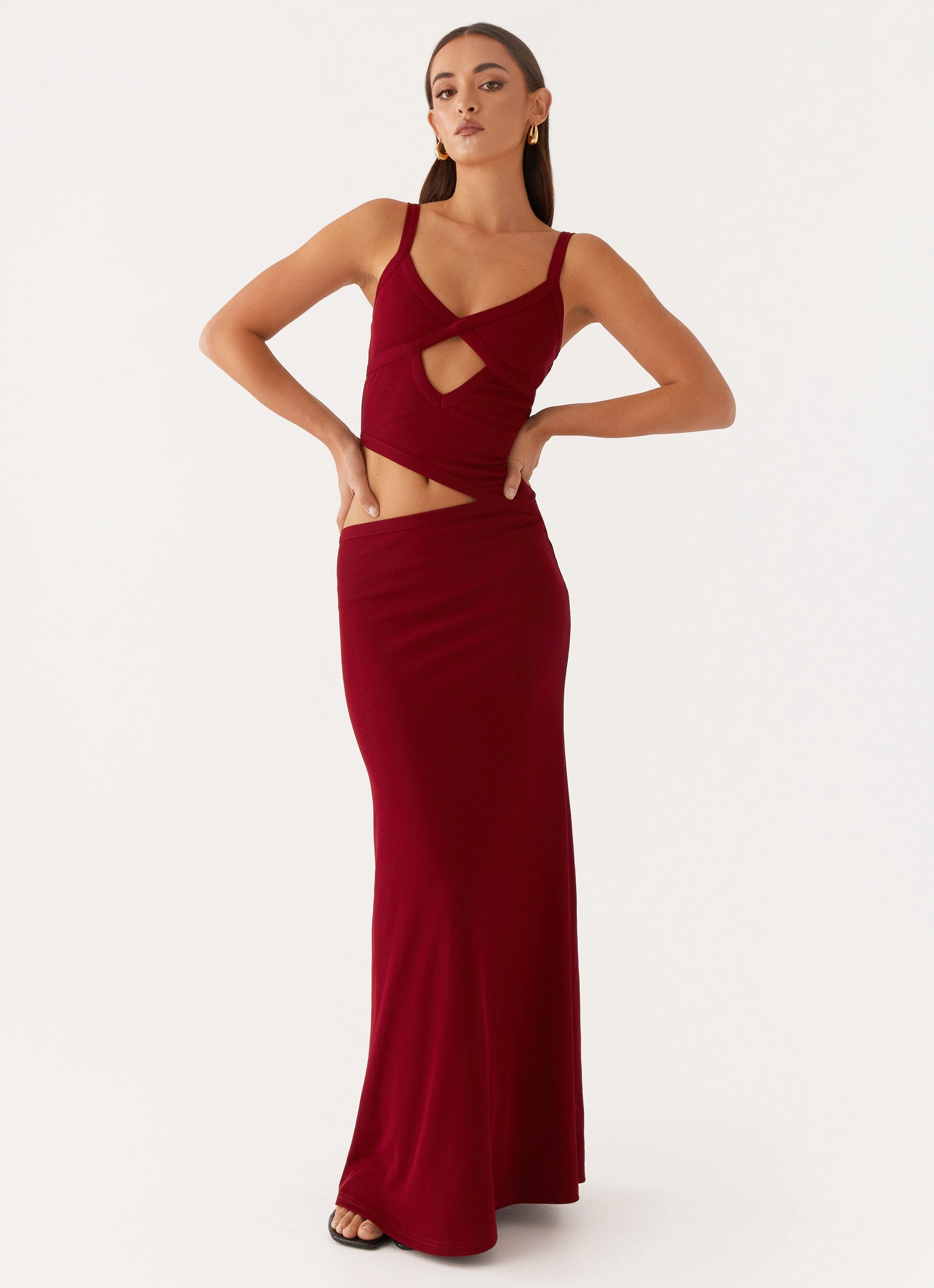 Jocelyn Maxi Dress - Maroon Scandi Light High-waisted evening piece