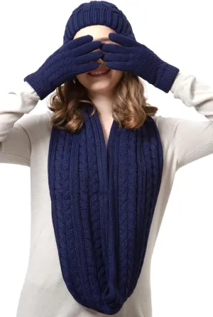 BYOS Women's Winter Cozy Accessories Gift Set, Knit Beanie Hat, Gloves & Scarf