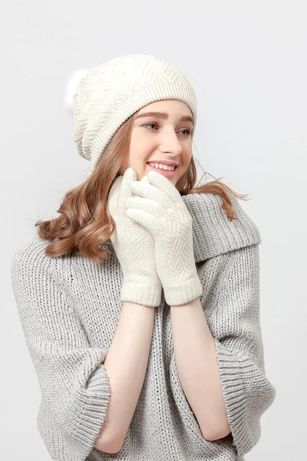 BYOS Women's Winter Cozy Accessories Gift Set, Knit Beanie Hat, Gloves & Scarf
