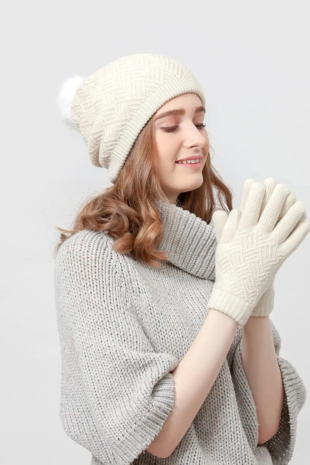 BYOS Women's Winter Cozy Accessories Gift Set, Knit Beanie Hat, Gloves & Scarf