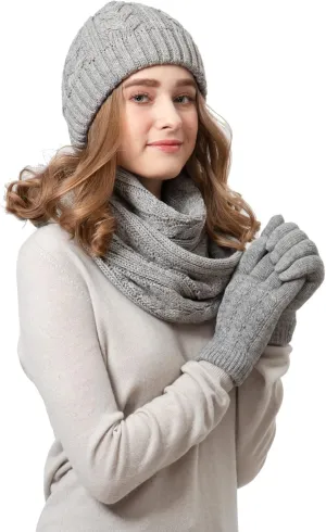 BYOS Women's Winter Cozy Accessories Gift Set, Knit Beanie Hat, Gloves & Scarf