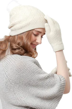 BYOS Women's Winter Cozy Accessories Gift Set, Knit Beanie Hat, Gloves & Scarf