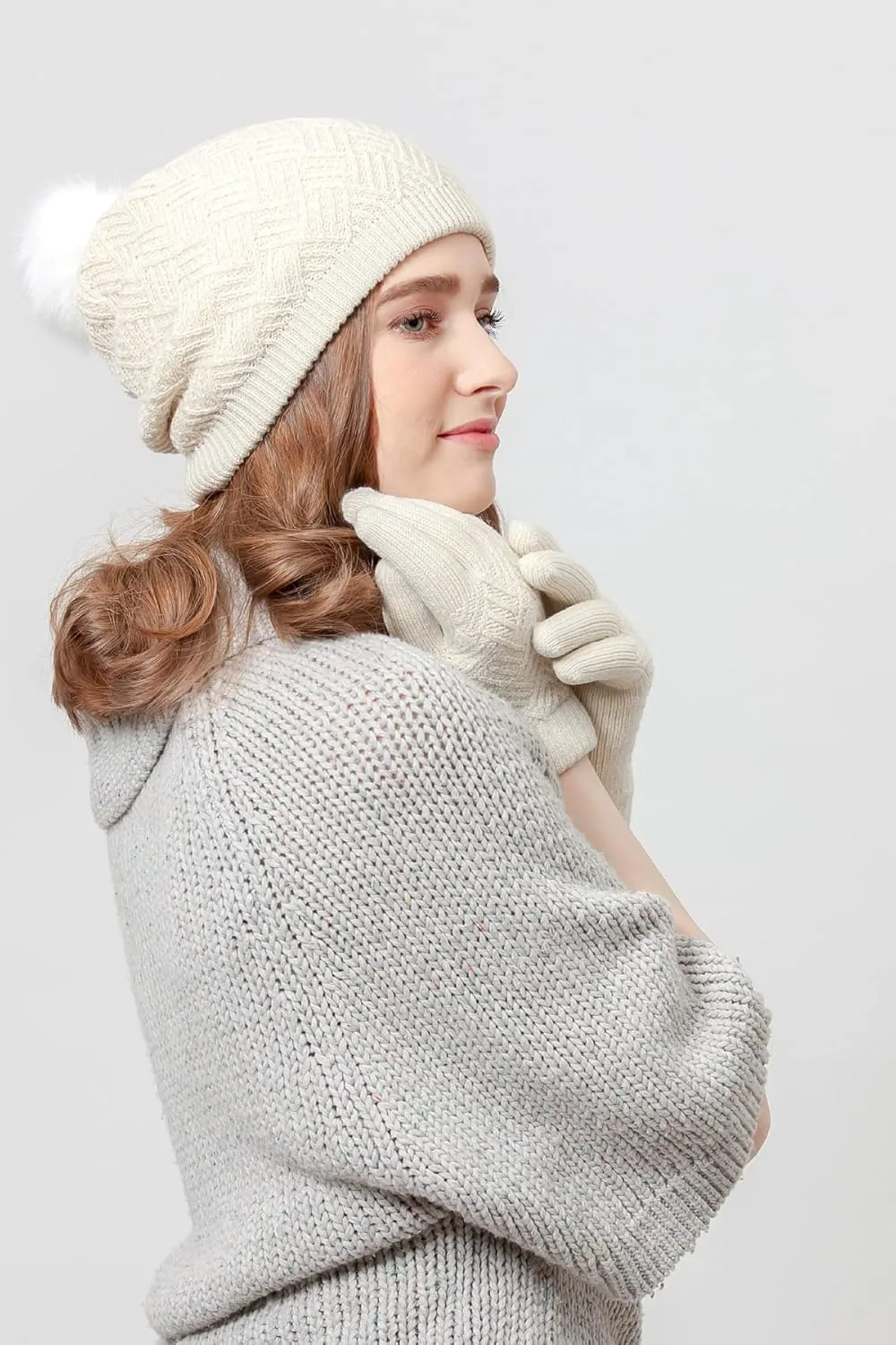 BYOS Women's Winter Cozy Accessories Gift Set, Knit Beanie Hat, Gloves & Scarf