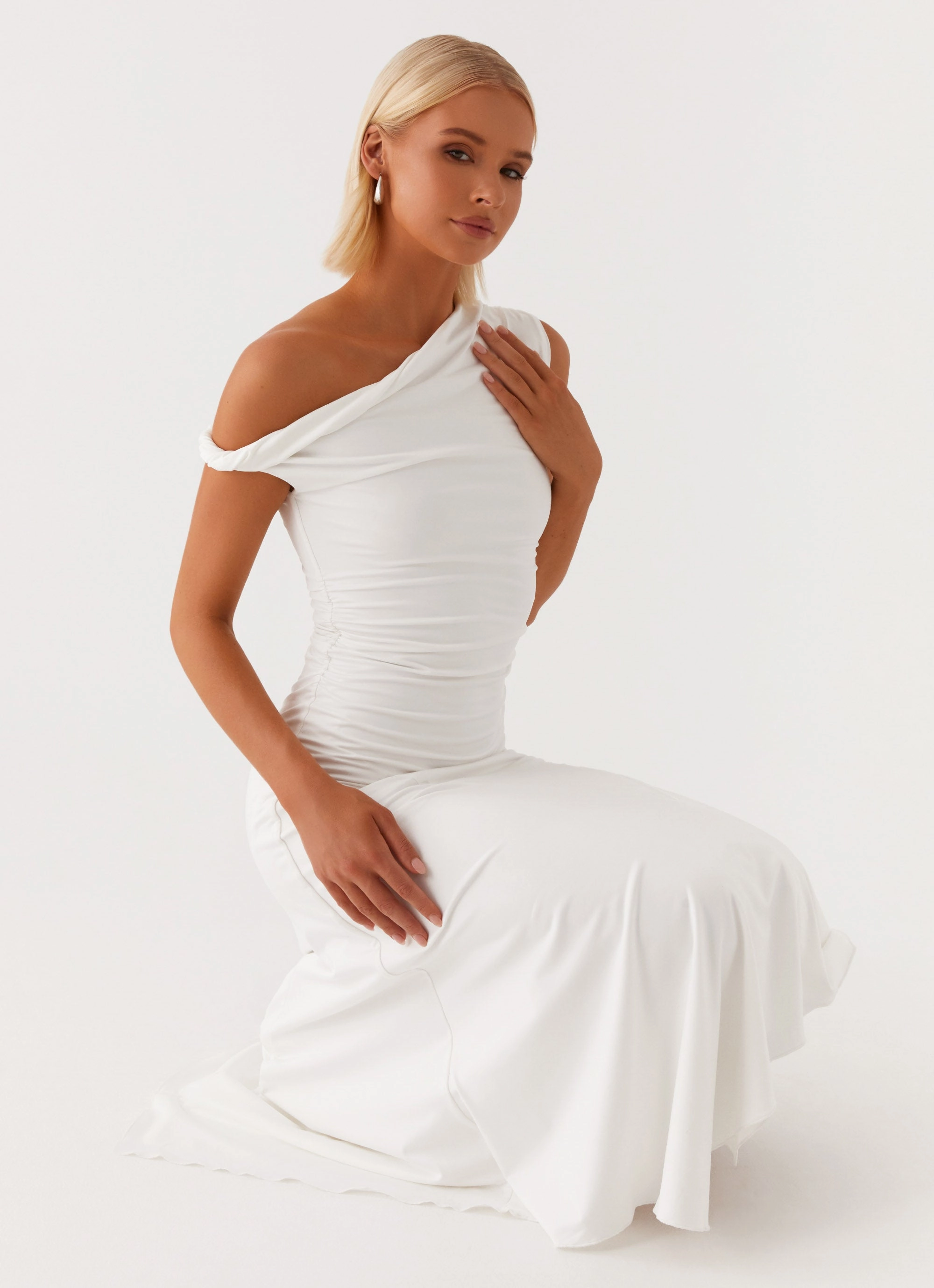 Contemporary Layer Relaxed Waist Byron Midi Dress - White