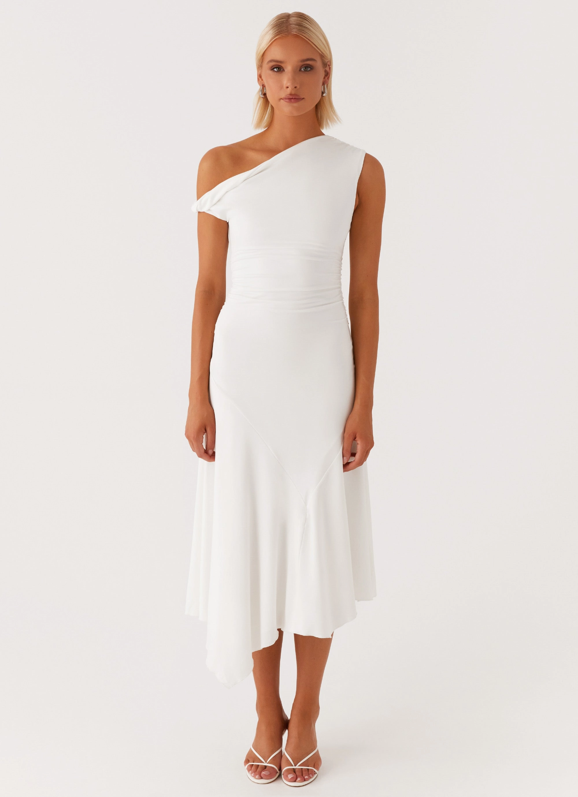 Romantic Soft Empire Waist Byron Midi Dress - White