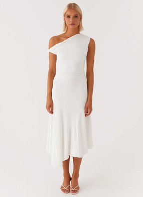 Byron Midi Dress - White Relaxed looks Romantic Soft Empire Waist Byron Midi Dress - White