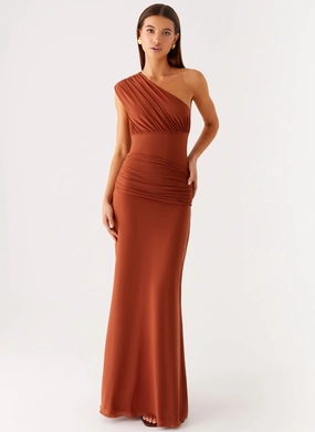 Cable Knit Glimmer Maxi Dress - Rust Signature-Style Glimmer Maxi Dress - Rust
