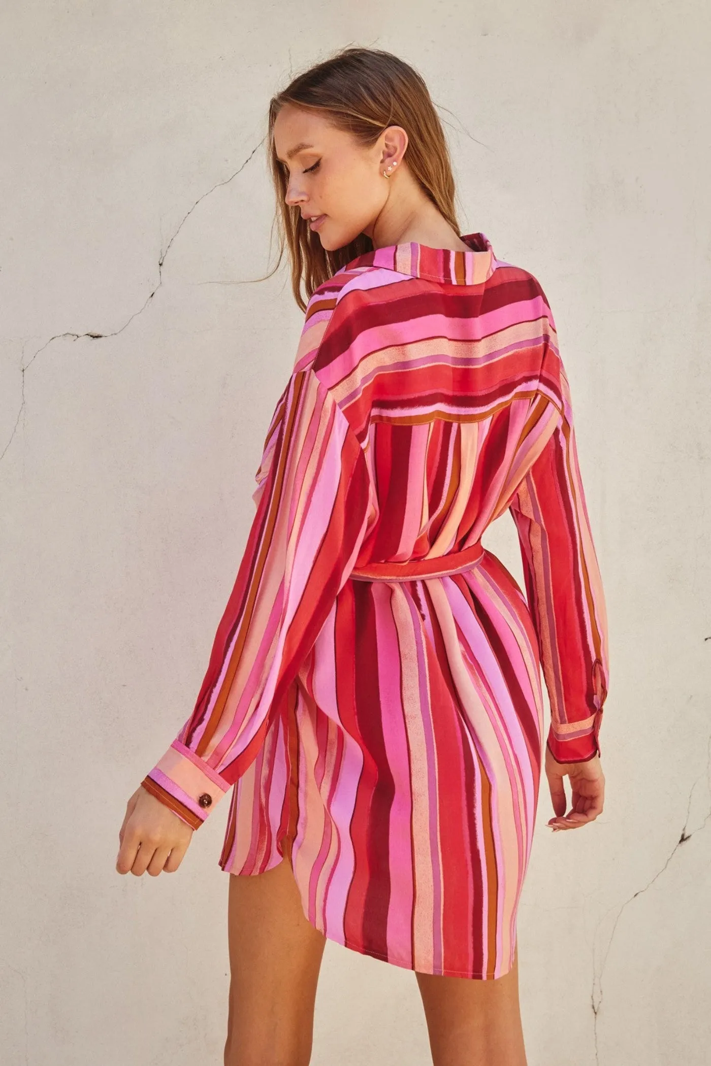 CAMILA RELAXED MINI SHIRT DRESS Relaxed Waist Fit Modest Cut