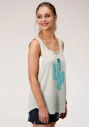 Camouflage Print Roper Womens Grey Poly/Rayon Glitter Cactus S/L Tank Top Camping Essential Roper Womens Grey Poly/Rayon Glitter Cactus S/L Tank Top