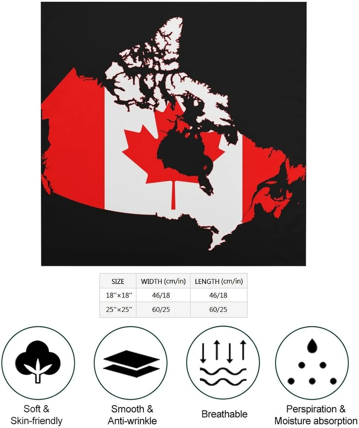 Canada Flag Map Square Head Scarves Cute Funny Hair Scarf Kerchief Neckerchief Headband Neck Wraps
