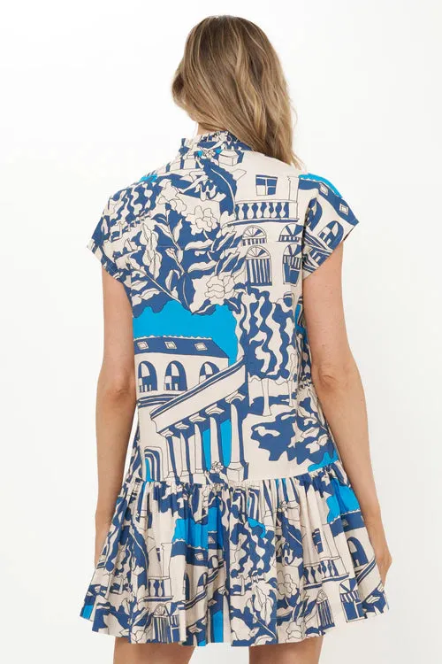 Daily Confidence Cap Sleeve Mini Dress in Roma Blue