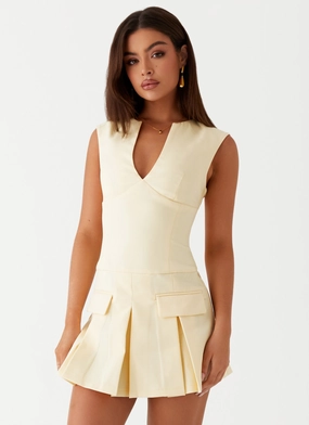Cape Sleeve Cassia Mini Dress - Yellow All Time Fit Cassia Mini Dress - Yellow