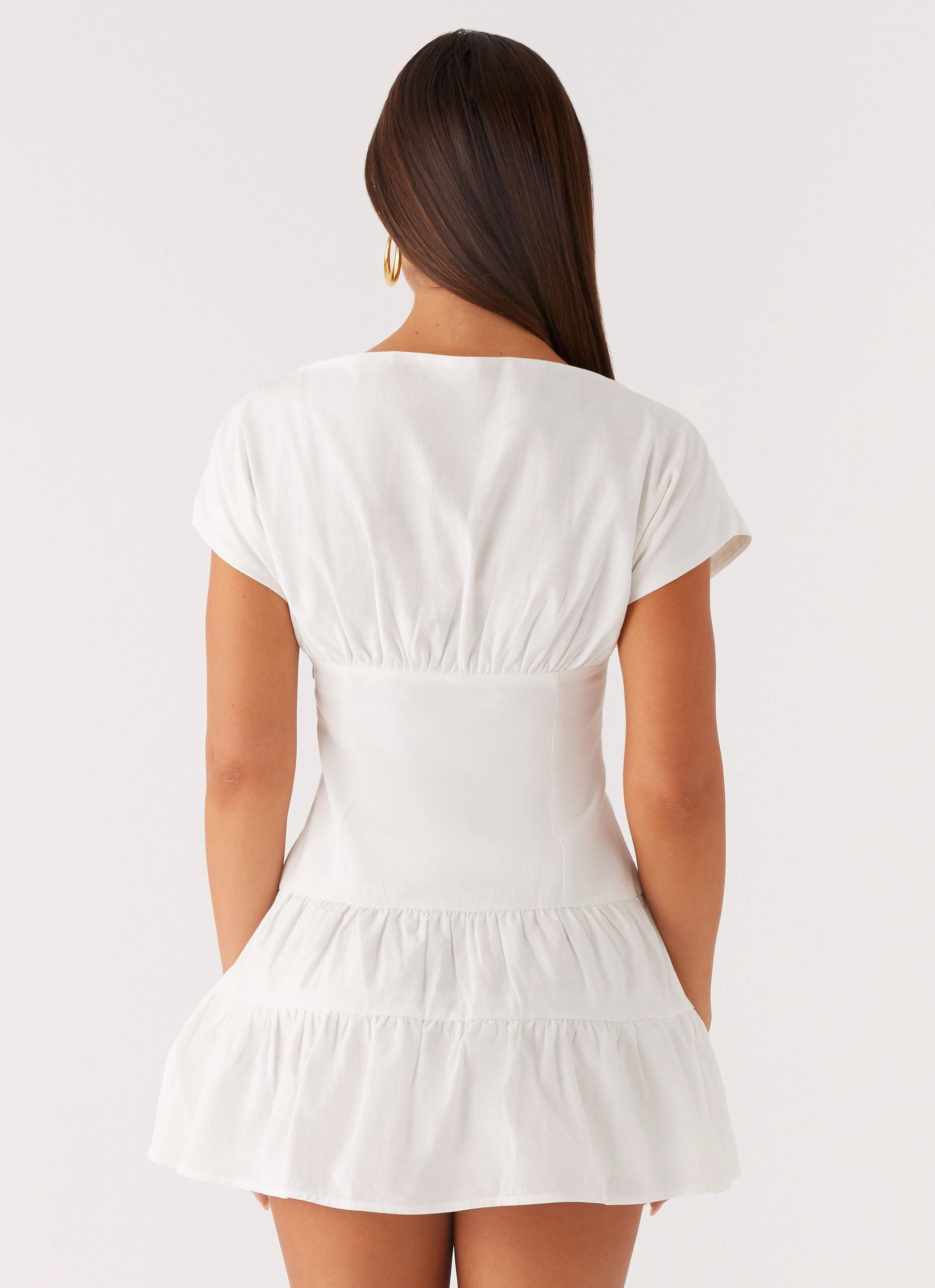 Stylish Line Ember Haze Boat Neck Mini Dress - Off White