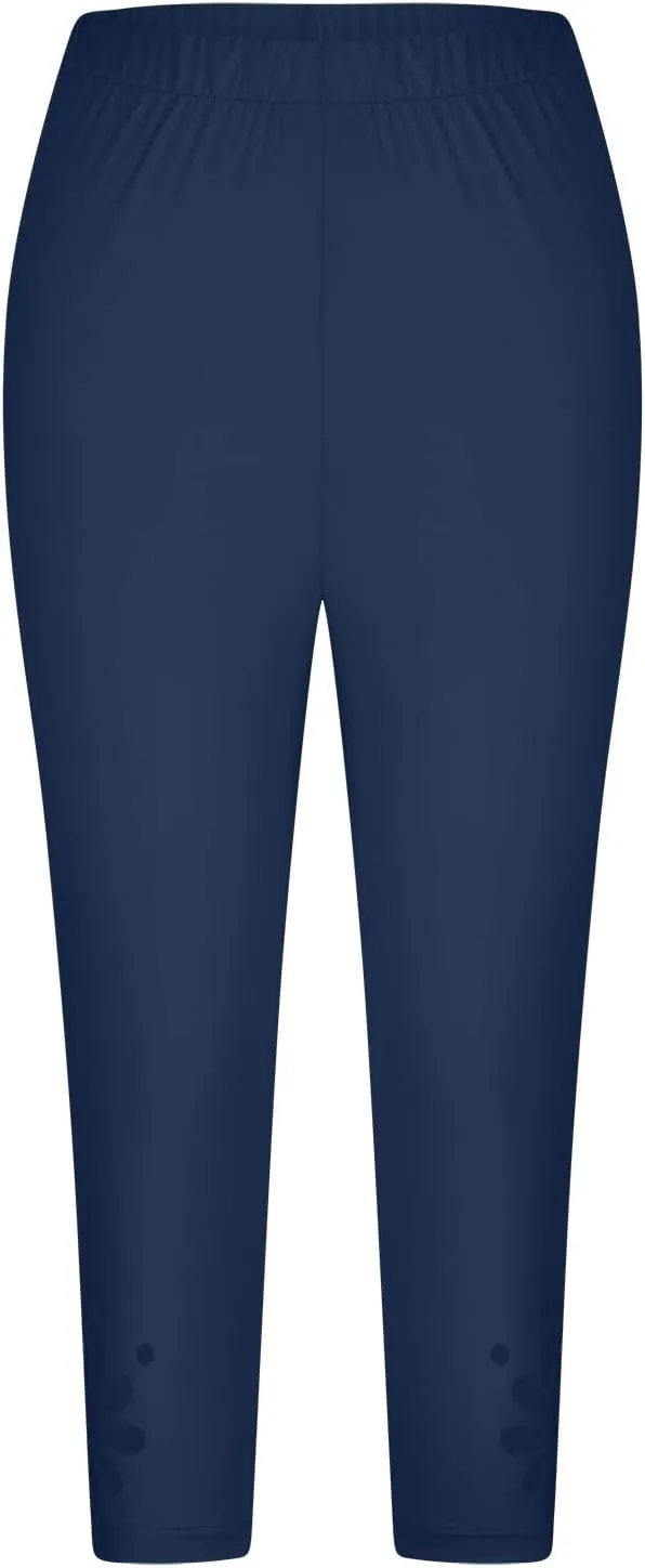 Capri Leggings for Women Knee Length Capri Leggings 2024 Summer Cropped Pants Casual Solid Comfy Capris Capri