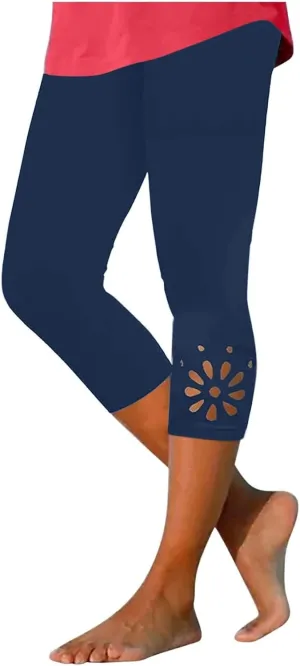 Capri Leggings for Women Knee Length Capri Leggings 2024 Summer Cropped Pants Casual Solid Comfy Capris Capri