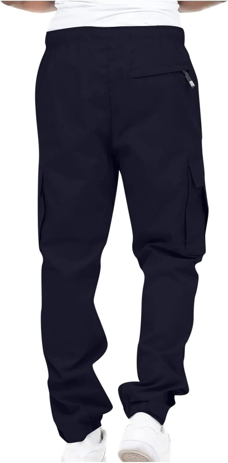 Cargo Pants Men Classic Fit Lightweight Joggers Multi Pockets Casual Athletic Workout Running Pants Activewear