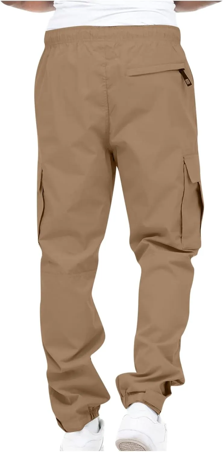 Cargo Pants Men Classic Fit Lightweight Joggers Multi Pockets Casual Athletic Workout Running Pants Activewear