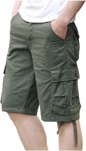Cargo Shorts Mens Bermuda Short Knee Length Summer Multi-Pocket Utility Cargo Work Short Hiking Pants Activewear