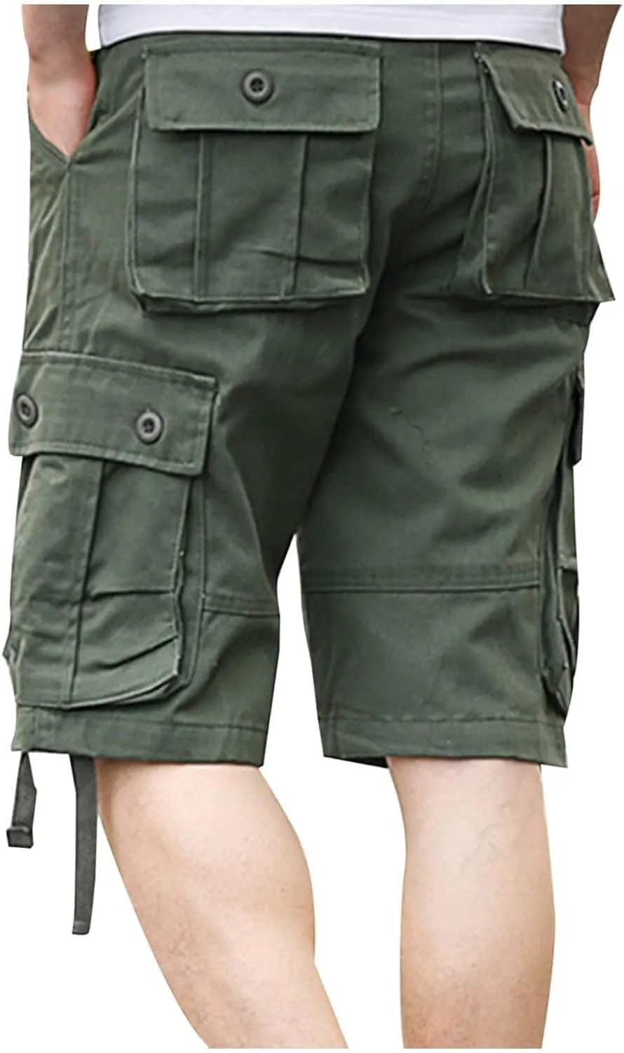 Cargo Shorts Mens Bermuda Short Knee Length Summer Multi-Pocket Utility Cargo Work Short Hiking Pants Activewear