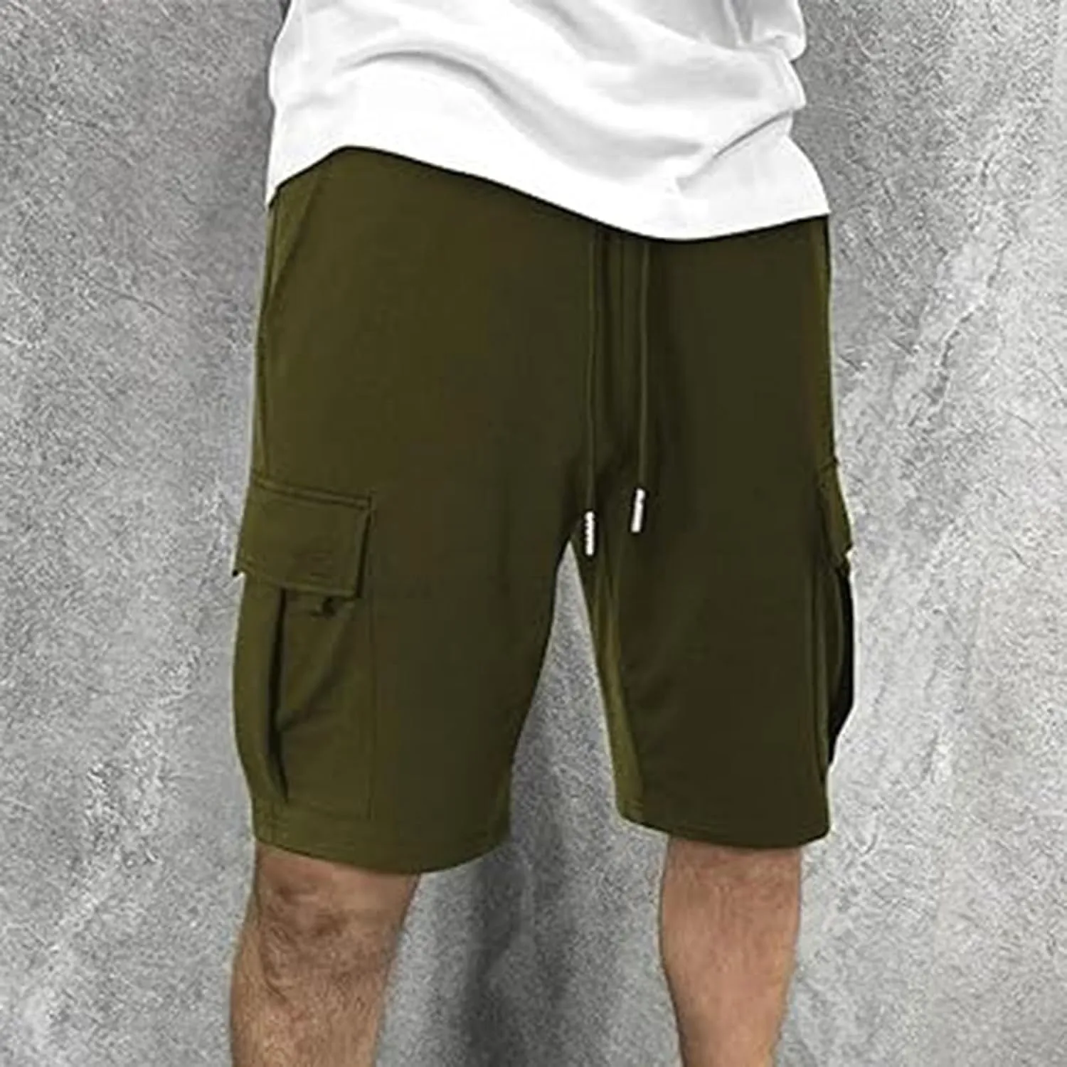 Cargo Sweat Shorts for Men Drawstring Elastic Waist Jogger Shorts Summer Comfy Casual Activewear Trendy Streetwear