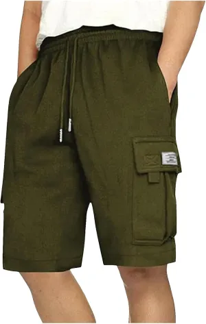 Cargo Sweat Shorts for Men Drawstring Elastic Waist Jogger Shorts Summer Comfy Casual Activewear Trendy Streetwear