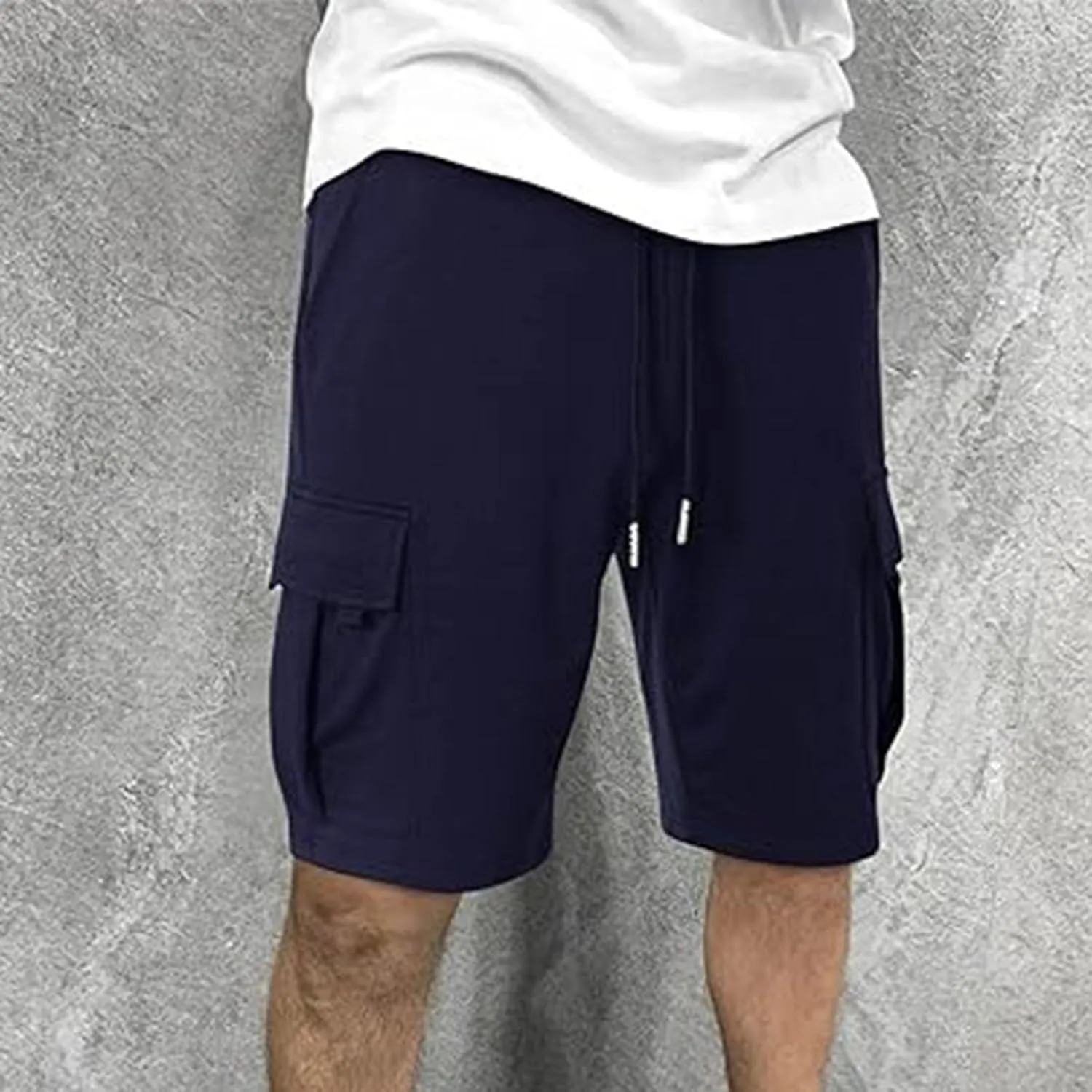 Cargo Sweat Shorts for Men Drawstring Elastic Waist Jogger Shorts Summer Comfy Casual Activewear Trendy Streetwear
