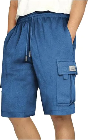 Cargo Sweat Shorts for Men Drawstring Elastic Waist Jogger Shorts Summer Comfy Casual Activewear Trendy Streetwear