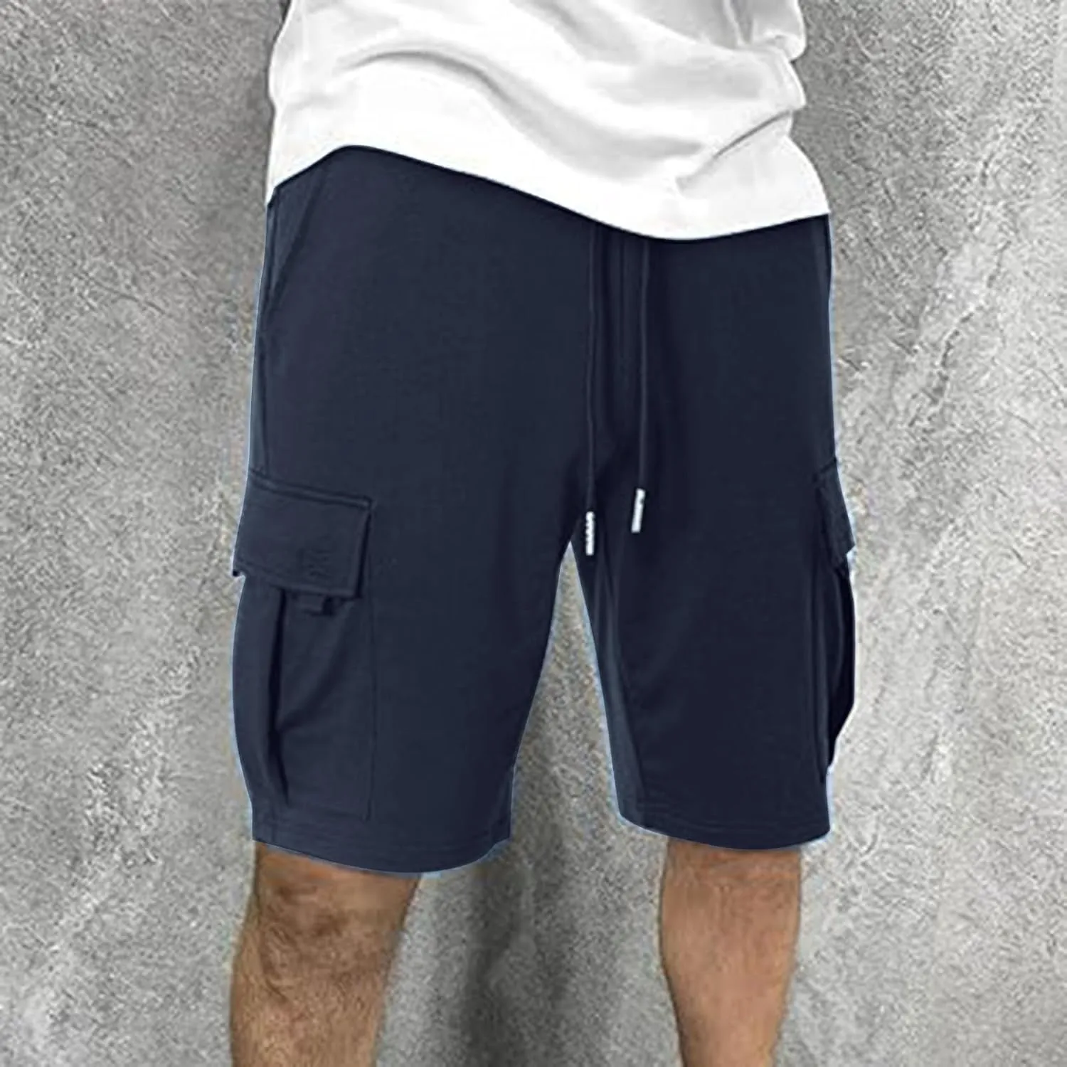 Cargo Sweat Shorts for Men Drawstring Elastic Waist Jogger Shorts Summer Comfy Casual Activewear Trendy Streetwear