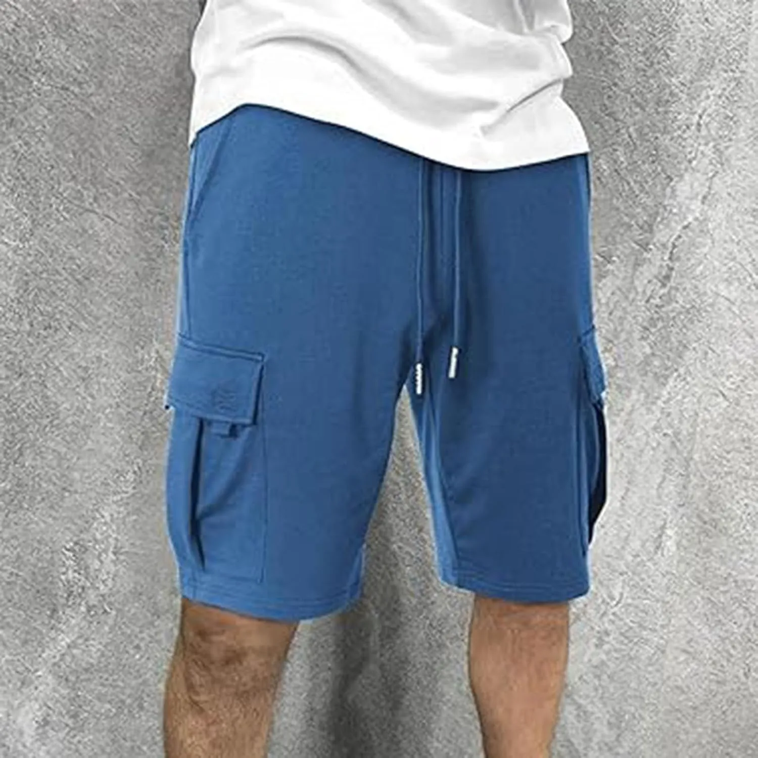 Cargo Sweat Shorts for Men Drawstring Elastic Waist Jogger Shorts Summer Comfy Casual Activewear Trendy Streetwear