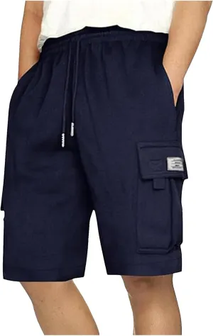 Cargo Sweat Shorts for Men Drawstring Elastic Waist Jogger Shorts Summer Comfy Casual Activewear Trendy Streetwear