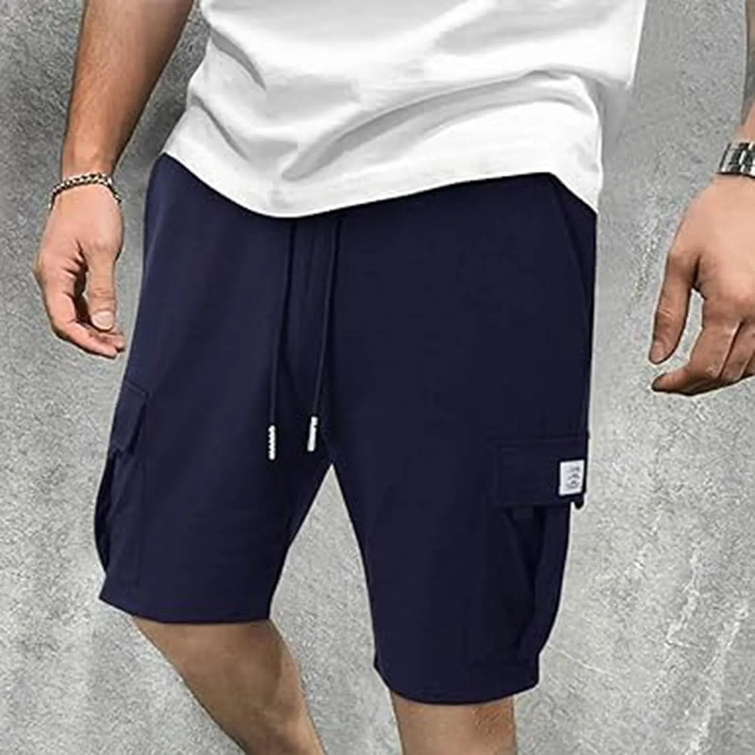 Cargo Sweat Shorts for Men Drawstring Elastic Waist Jogger Shorts Summer Comfy Casual Activewear Trendy Streetwear