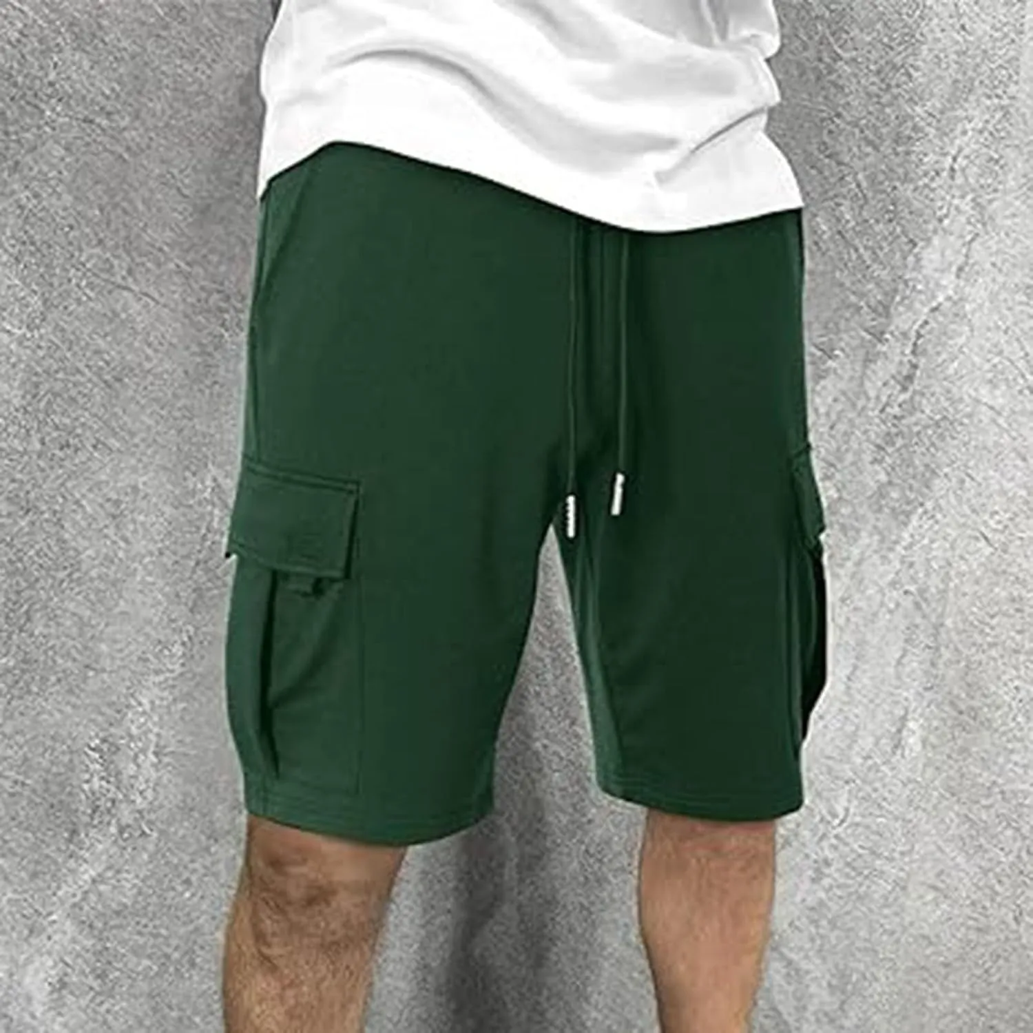 Cargo Sweat Shorts for Men Drawstring Elastic Waist Jogger Shorts Summer Comfy Casual Activewear Trendy Streetwear