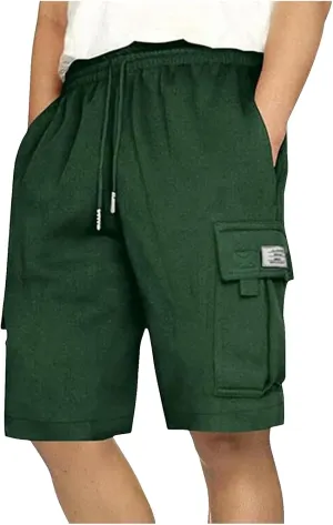 Cargo Sweat Shorts for Men Drawstring Elastic Waist Jogger Shorts Summer Comfy Casual Activewear Trendy Streetwear