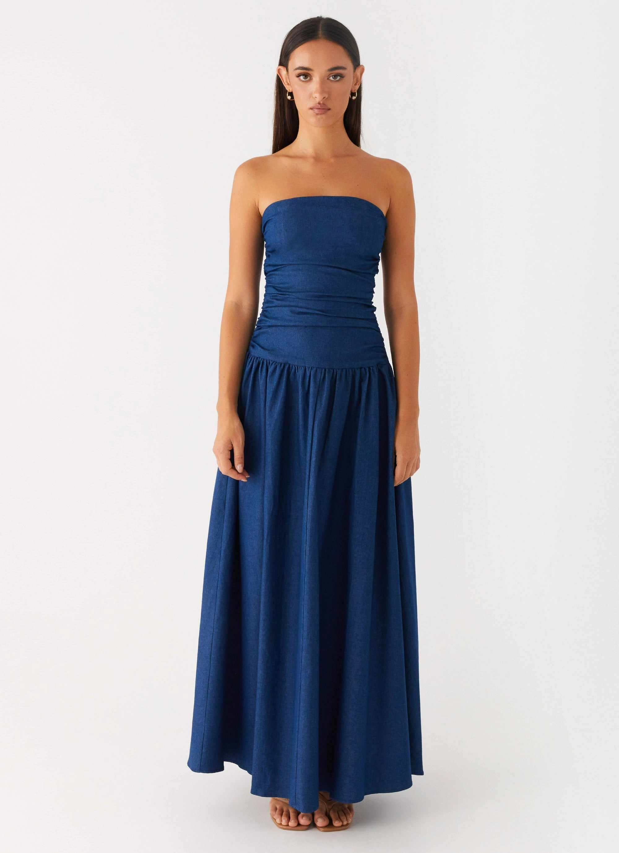 Carmel Denim Maxi Dress - Indigo NonIrritatingLining Comfortable Shape