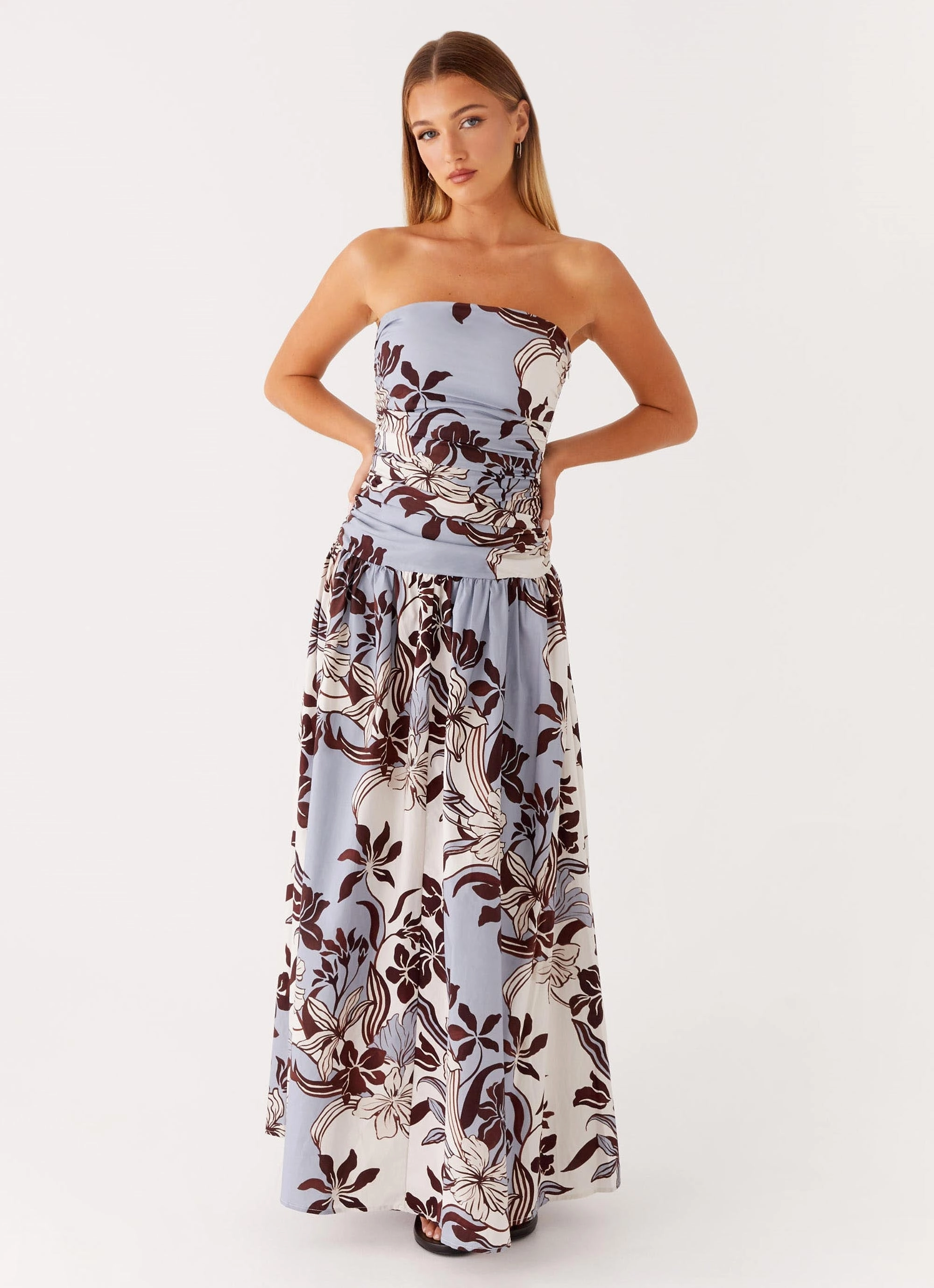 Work Mood Carmel Maxi Dress - Bluewood Blossom