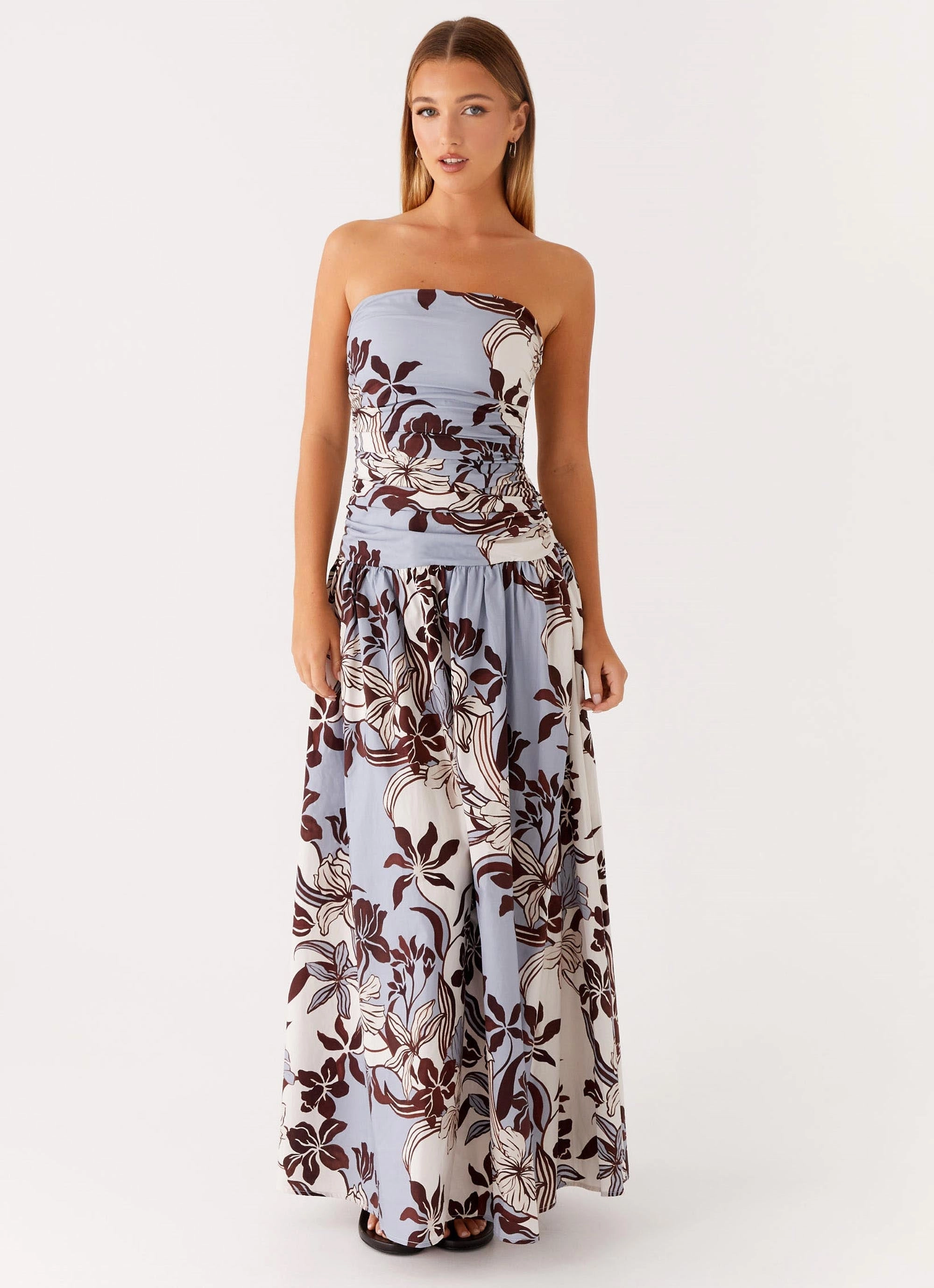 Feel Good Carmel Maxi Dress - Bluewood Blossom