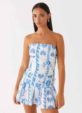 Carmel Mini Dress - Floral Wave Vibrant Appeal Layered Look Carmel Mini Dress - Floral Wave