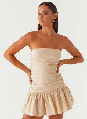Carmel Mini Dress - Ivory Chic apparel Elegant evening wear Cotton Touch Carmel Mini Dress - Ivory
