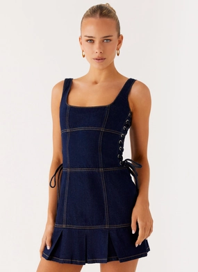 Cartoon Print Preston Mini Dress - Indigo Preston Mini Dress - Indigo Calm Mood Refined Cut