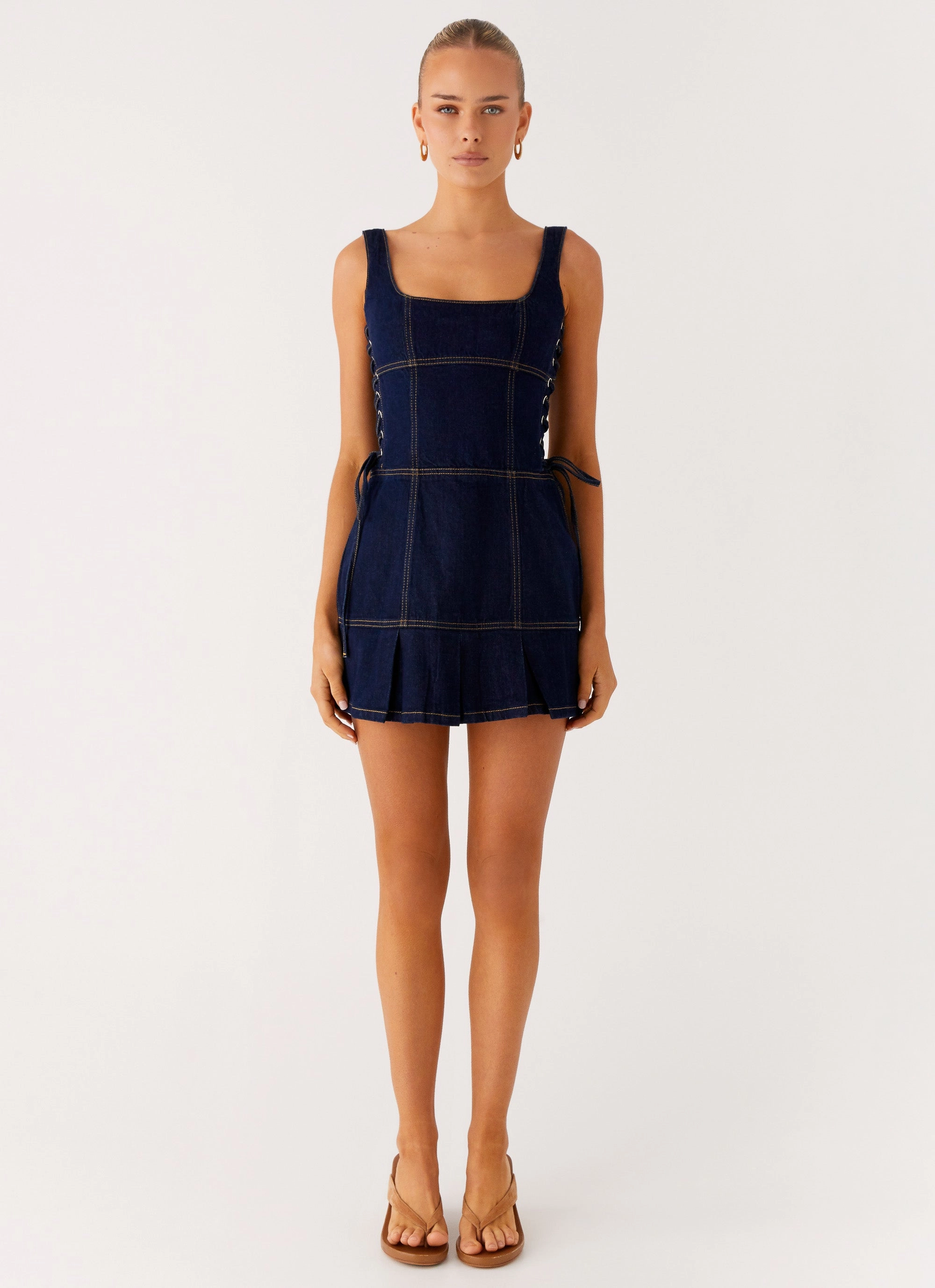 Preston Mini Dress - Indigo Sweetheart Cut