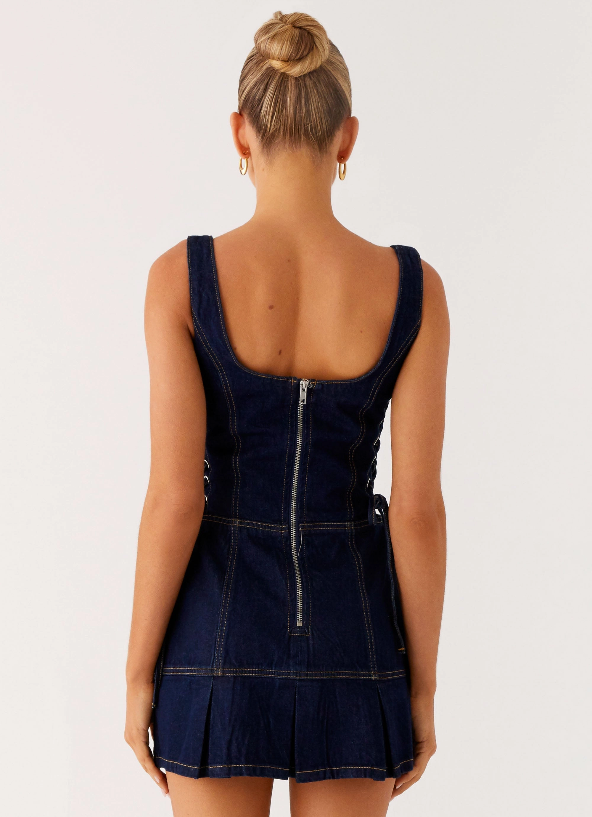Layered Fabric Preston Mini Dress - Indigo