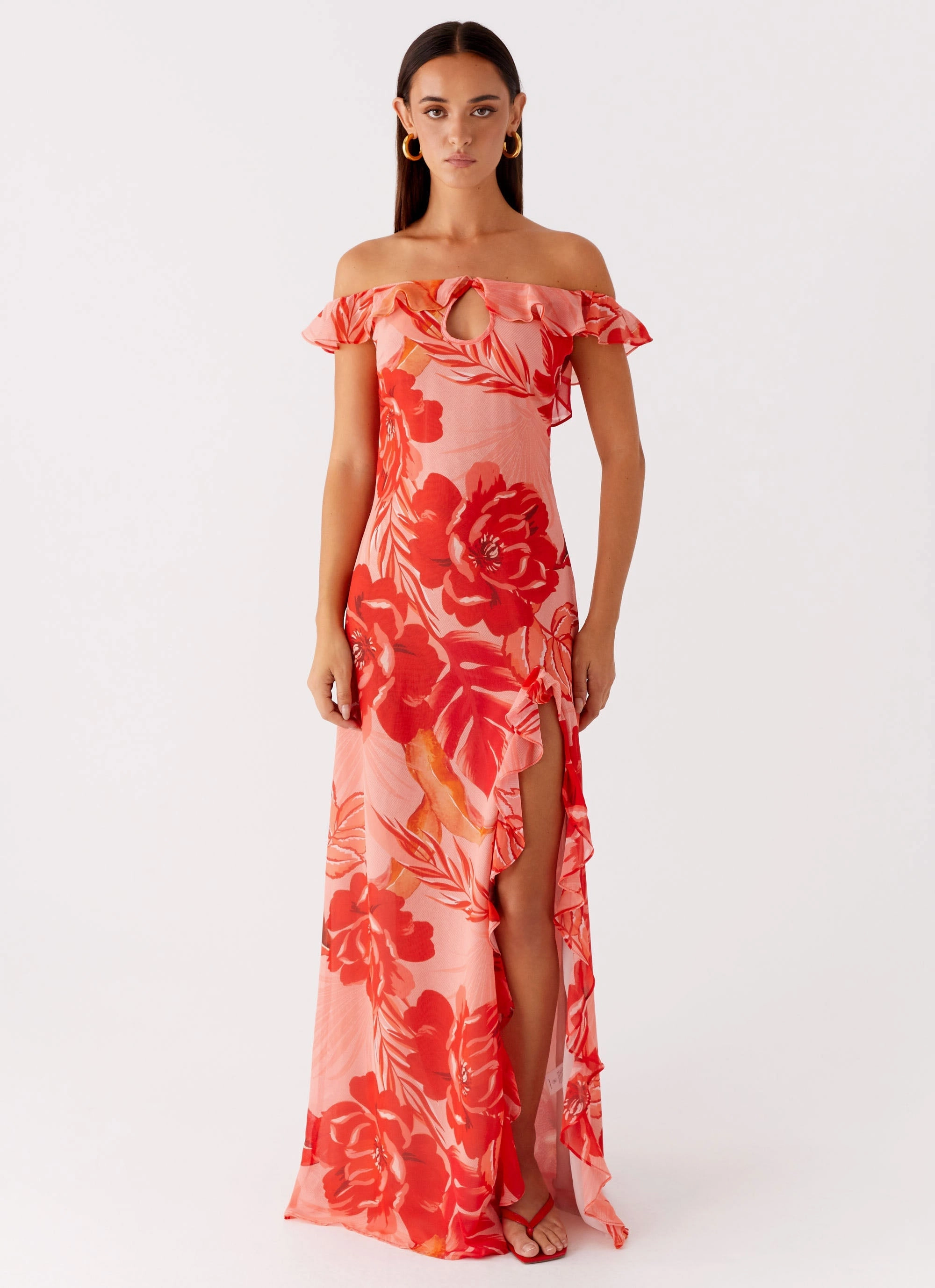 Cassiday Maxi Dress - Sicily Sunsets Print Sophisticated Waistband Fit