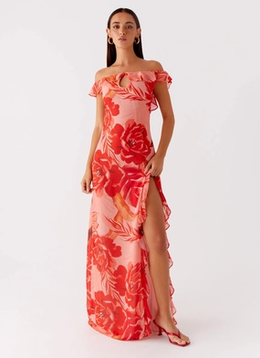 Cassiday Maxi Dress - Sicily Sunsets Print Trendy Design Travel-Style All Fit Style Cassiday Maxi Dress - Sicily Sunsets Print