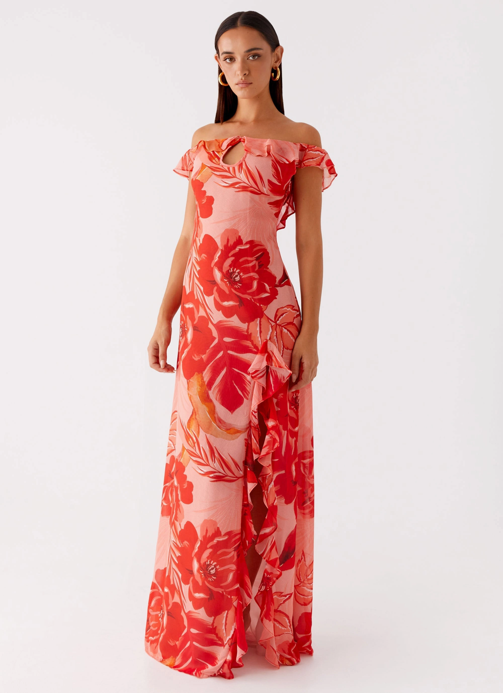 Cassiday Maxi Dress - Sicily Sunsets Print Coffee Break Bright Petal