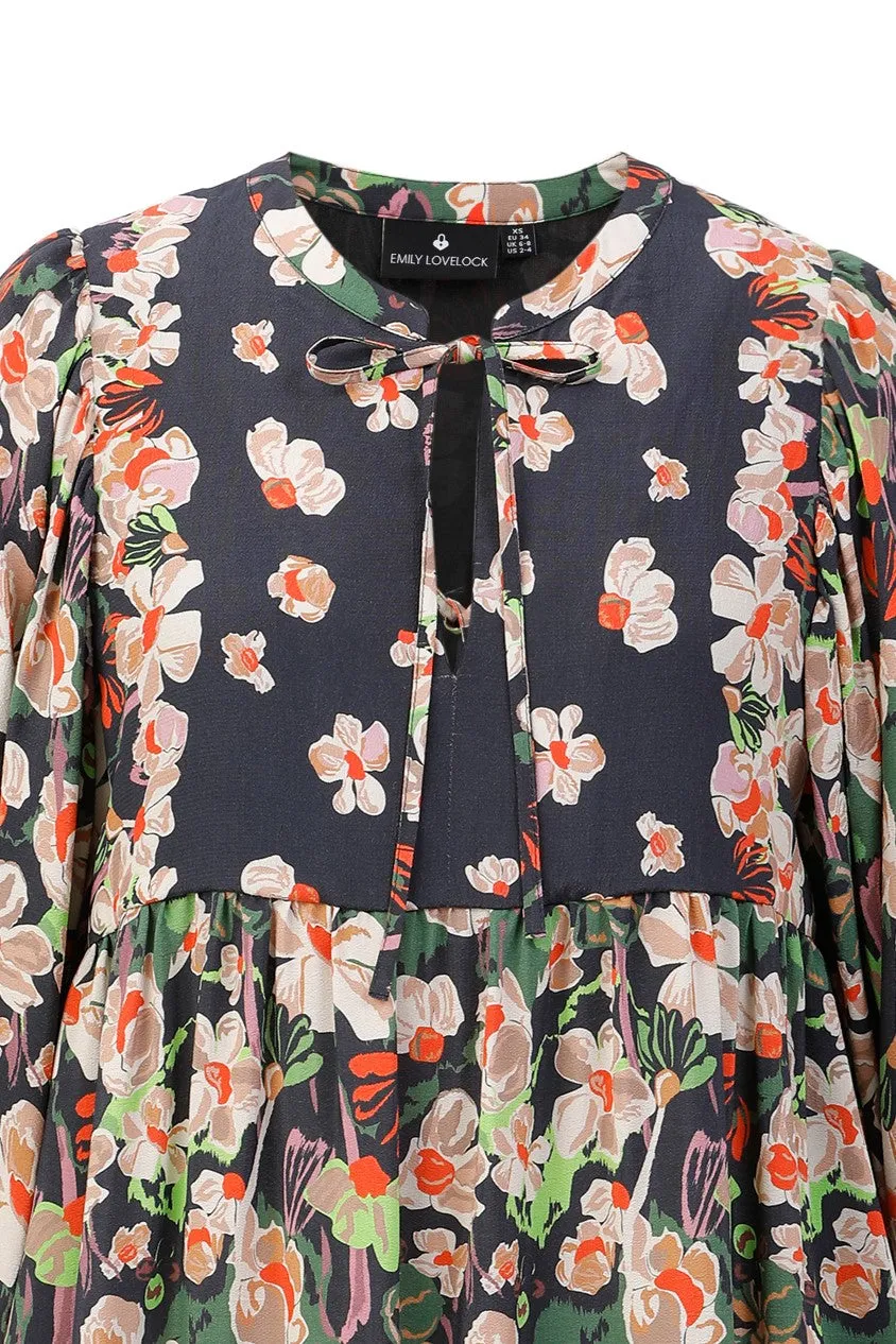Melinda Print Dress in Black Texture Mood Air Touch