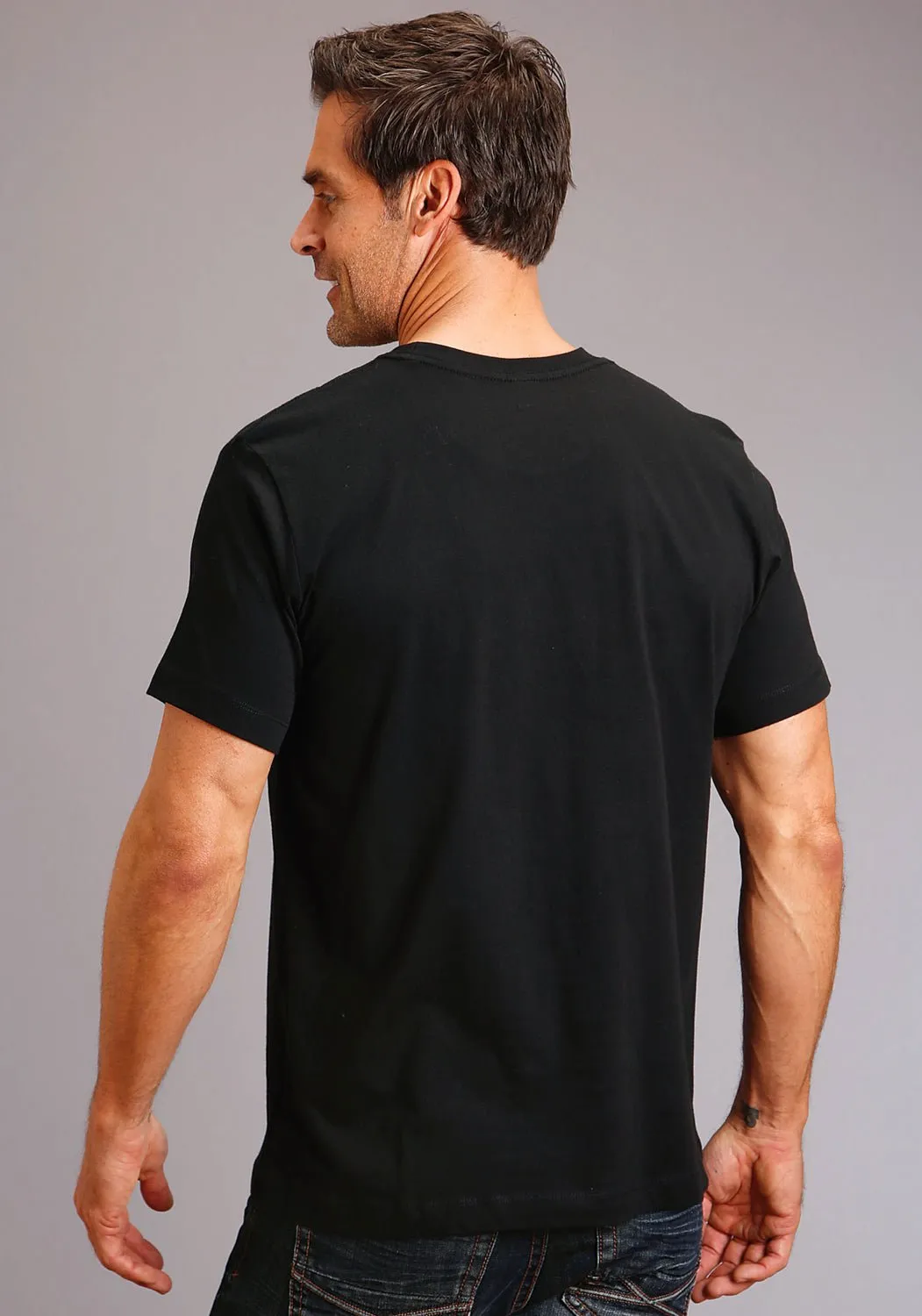 Casual Option Stetson Mens Black 100% Cotton The Boss S/S Raw Edge T-Shirt