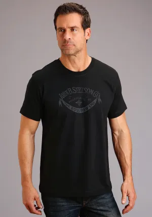 Casual Appeal Stetson Mens Black 100% Cotton The Boss S/S Raw Edge T-Shirt Stetson Mens Black 100% Cotton The Boss S/S Raw Edge T-Shirt Tuckable Hem