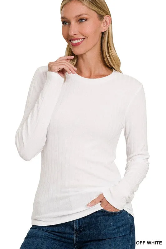 Perfect for Outdoors Rhonda Ribbed Long Sleeve Round Neck Top