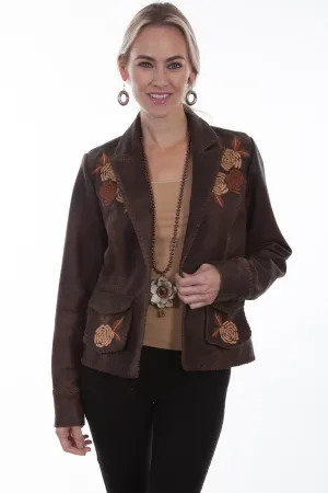 Casual Comfort Scully Womens Old Brown Leather Floral Jacket Scully Womens Old Brown Leather Floral Jacket Anti Fade Technology