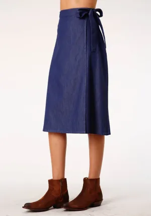 Casual Style Roper Womens Indigo Denim 100% Cotton Wrap Self Ties Skirt Street Fashion Trend Setter Holiday Vibes Roper Womens Indigo Denim 100% Cotton Wrap Self Ties Skirt